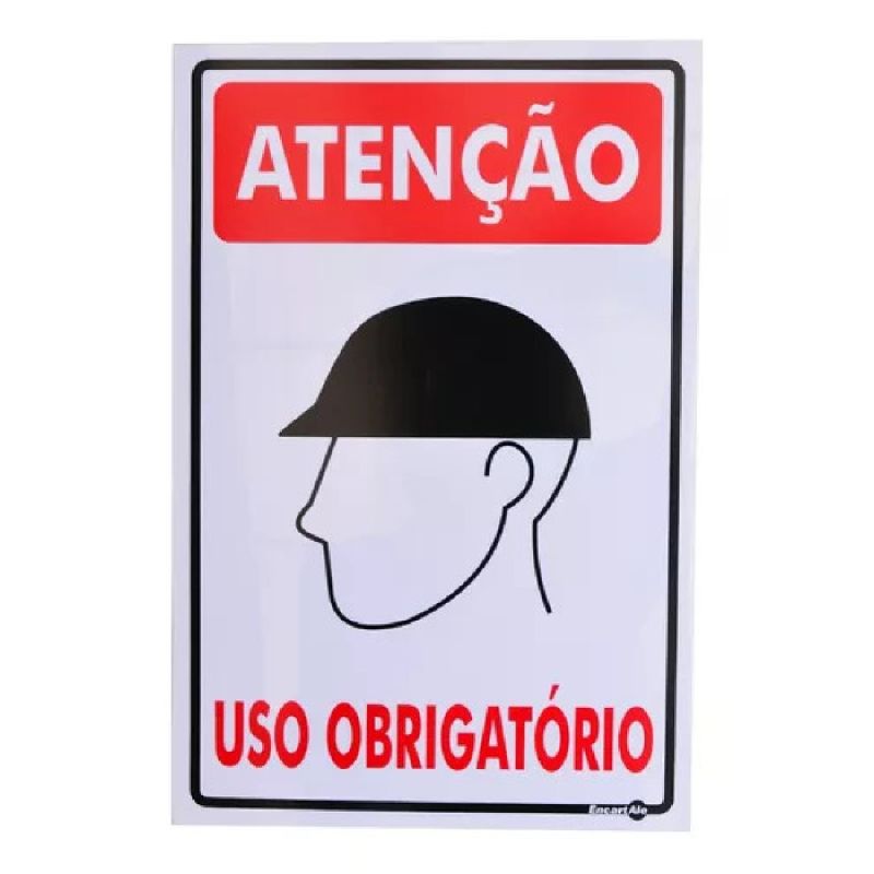 PLACA SINALIZAÇÃO USO OBRIGATÓRIO DE CAPACETE PS84 ENCARTALE