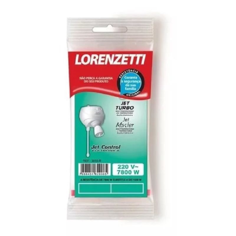 RESISTÊNCIA JET TURBO/MASTER/CONTROL 7500W 220V 3055 R LORENZETTI - COMPATÍVEL COM JET TURBO, JET MASTER, JET CONTROL ELETRÔNICA