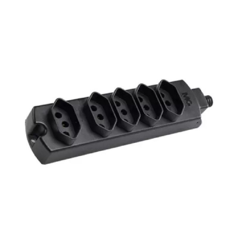 TOMADA MÚLTIPLA QUINTUPLA 2P+T 20A 250V TMU5 320 PRETA MARGIRIUS