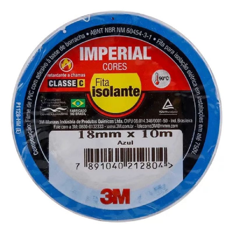 FITA ISOLANTE COLOR AZUL 18MM X 10M 3M