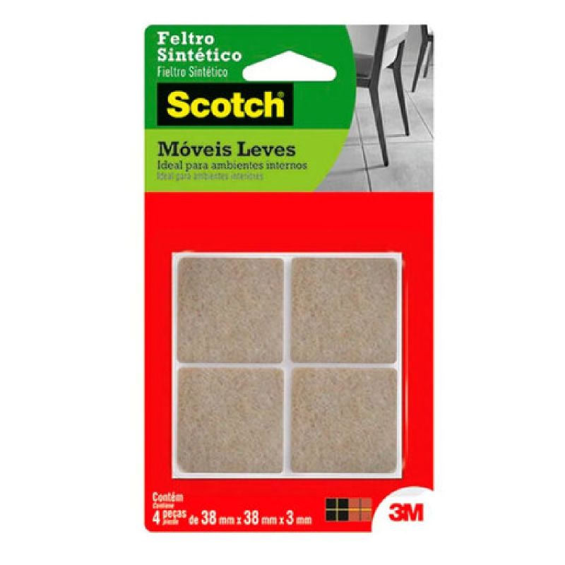 PROTETOR ANTI RISCO FELTRO QUADRADO MARROM G COM 4 3M