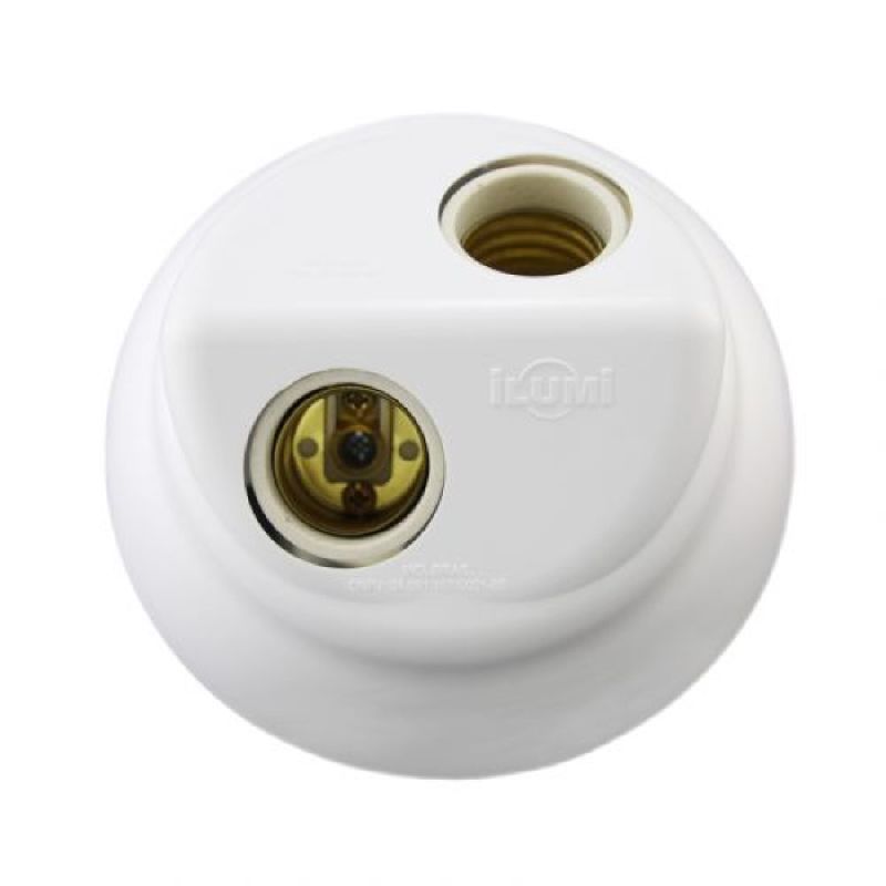 PLAFONIER COM SOQUETE LOUÇA BRANCO 2 LÂMPADAS ILUMI