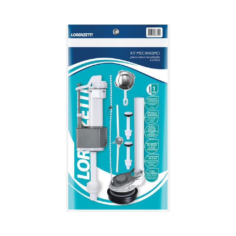 KIT MECANISMO CAIXA ACOPLADA SINGLE LORENZETTI