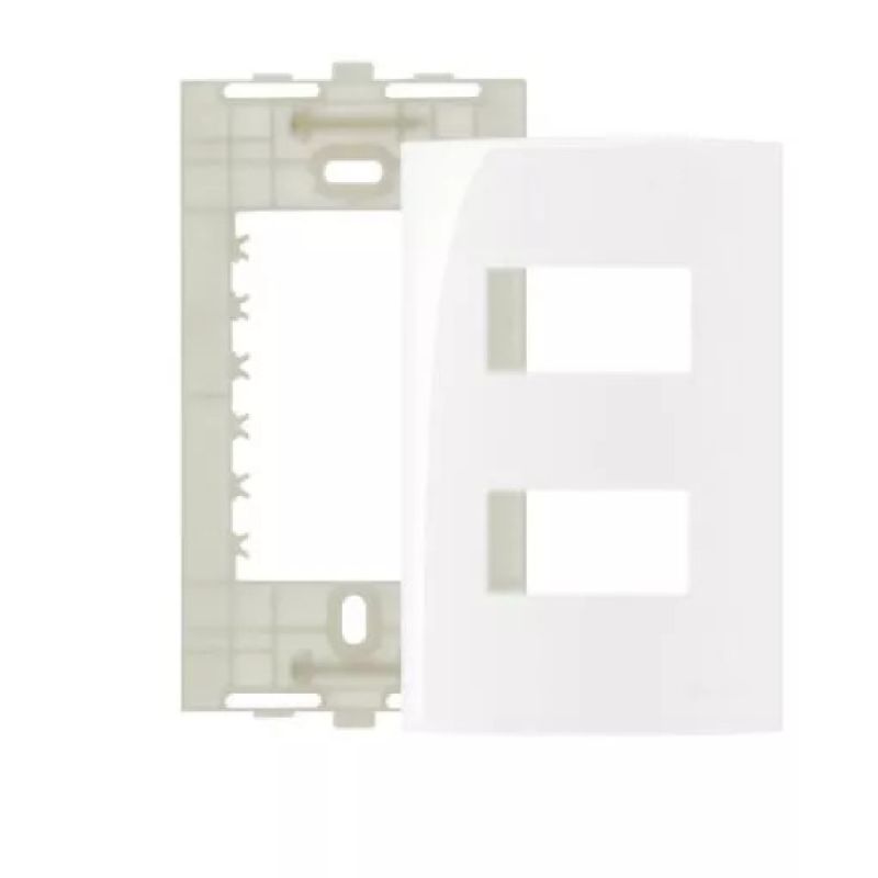 CONJUNTO PLACA 4X2 2 POSTOS BRANCO SLEEK MARGIRIUS