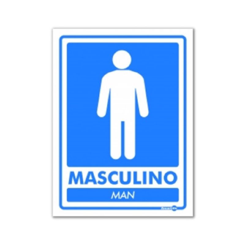 PLACA SINALIZAÇÃO MASCULINO/MAN AZUL PS831 ENCARTALE