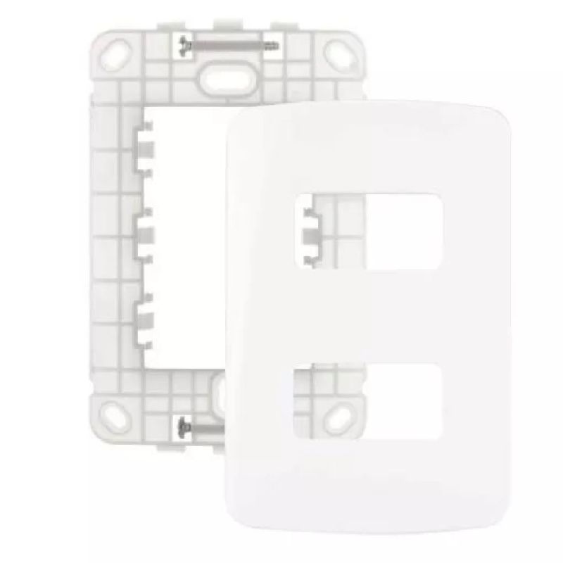 CONJUNTO PLACA 4X2 2 POSTOS BRANCO B3 MARGIRIUS
