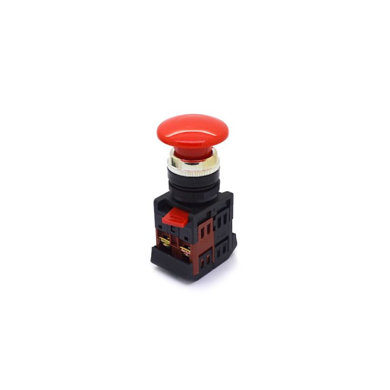 BOTÃO SOCO EMERGÊNCIA PULSADOR VERMELHO 40MM 1NA+1NF LAY80 PC45 JNG