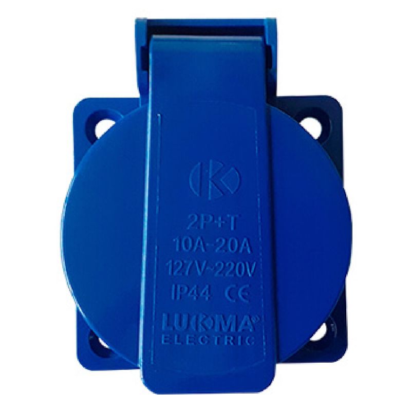 TOMADA EMBUTIR 2P+T 20A AZUL 40083 LUKMA