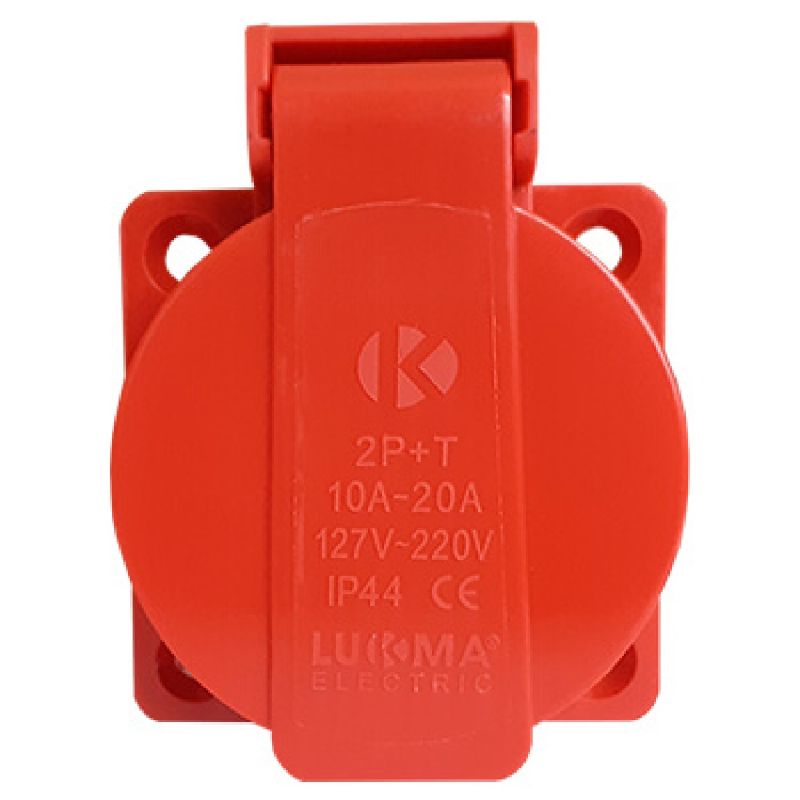 TOMADA EMBUTIR 2P+T 20A VERMELHO 40084 LUKMA
