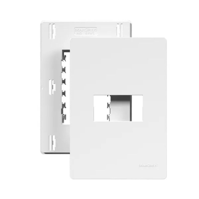 CONJUNTO PLACA 4X2 1 POSTO COM SUPORTE BRANCO INFINITI PLUS MARGIRIUS