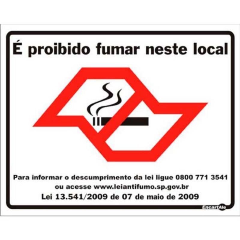 PLACA SINALIZAÇÃO É PROIBIDO FUMAR NESTE LOCAL PS611 ENCARTALE