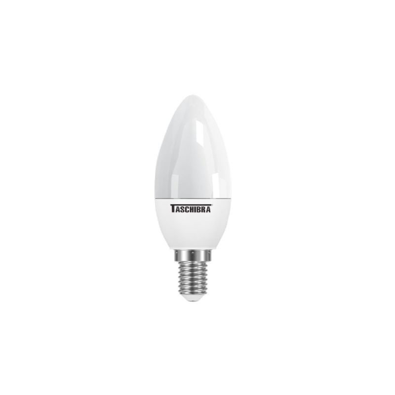 LÂMPADA LED VELA LEITOSA 03W E14 6500K COM ADAPTADOR E27 TASCHIBRA