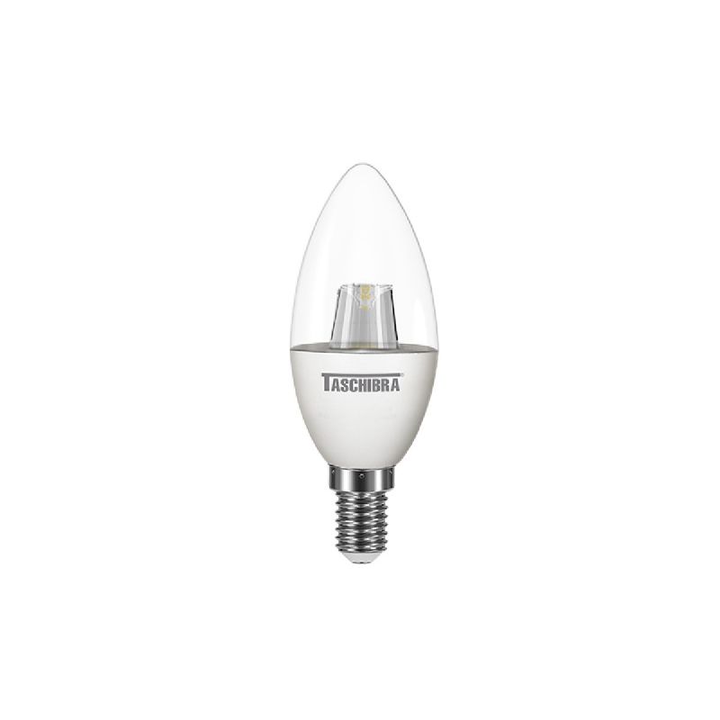 LÂMPADA LED VELA CLARA 03W E14 2700K COM ADAPTADOR E27 TASCHIBRA