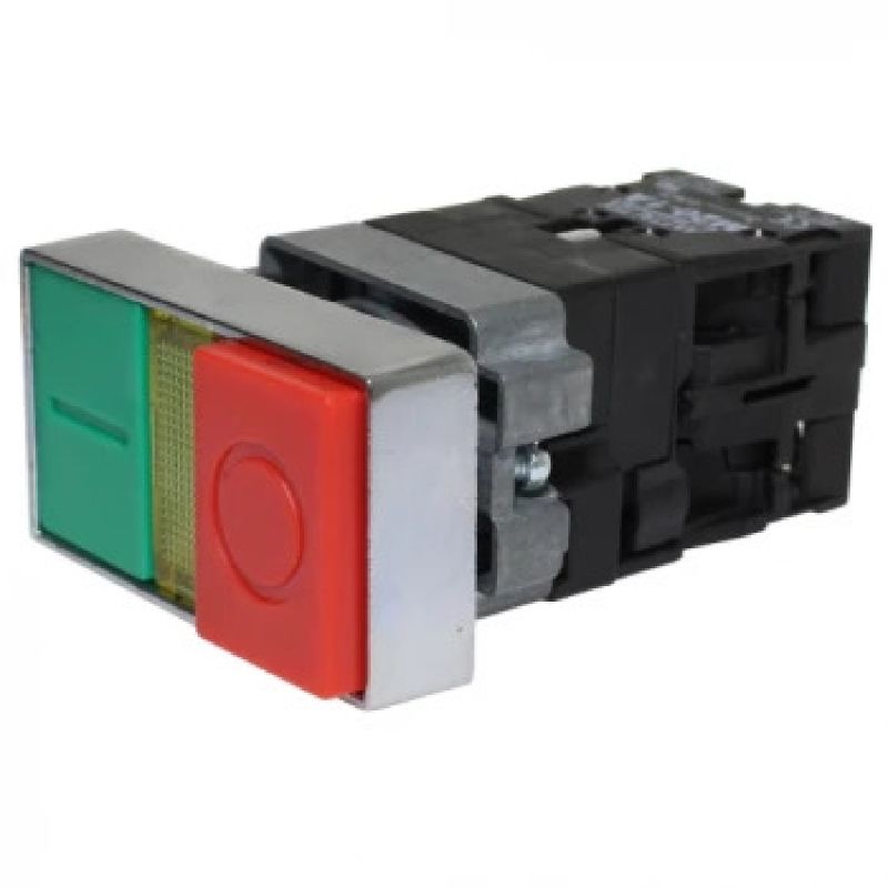 BOTAO DE COMANDO DUPLO ILUMINADO 22MM 1NA 1NF 220V ELETROMEC