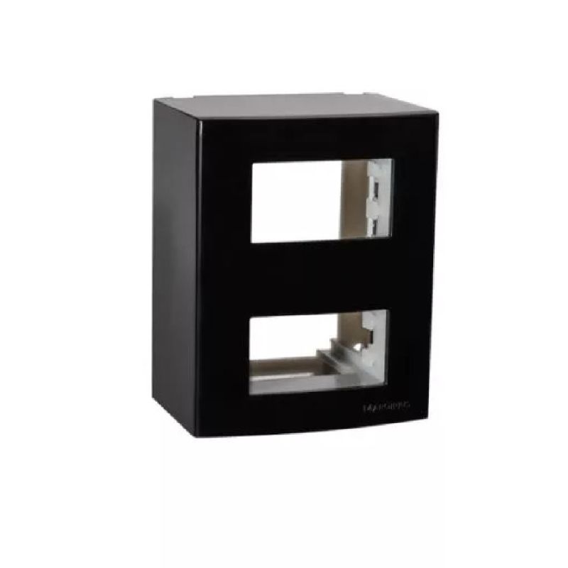 CAIXA DE SOBREPOR 02 MÓDULOS PRETO SLEEK EBONY MARGIRIUS