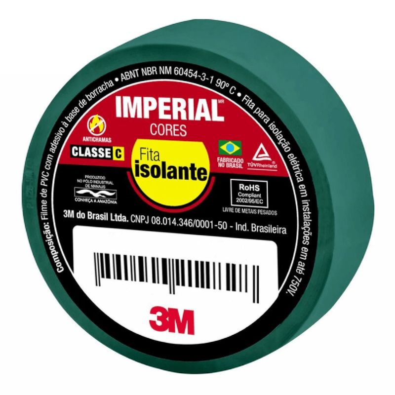 FITA ISOLANTE COLOR VERDE 18MM X 10M 3M