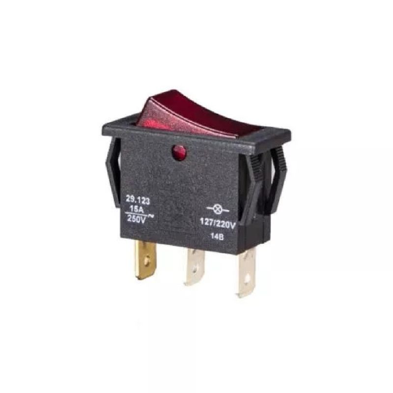 INTERRUPTOR UNIPOLAR 10A 29123 M1FT1EE3Q CB VERMELHO MARGIRIUS